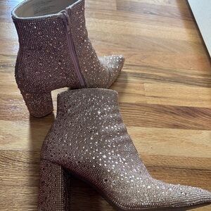 Betsey Johnson Rose Gold Rhinestone Boots